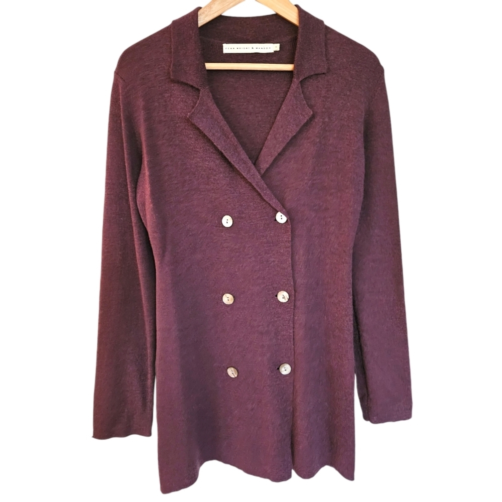 Fenn Wright & Manson Purple Double Breasted Wool Blend Cardigan